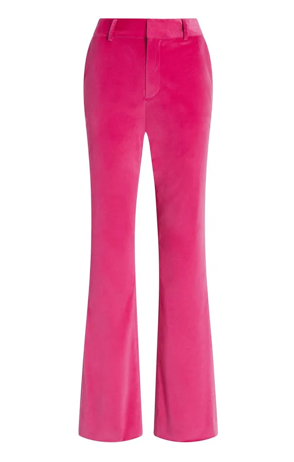 Women Cinq Sept Bottoms Chenille Velvet Kerry Pant Pink Dahlia