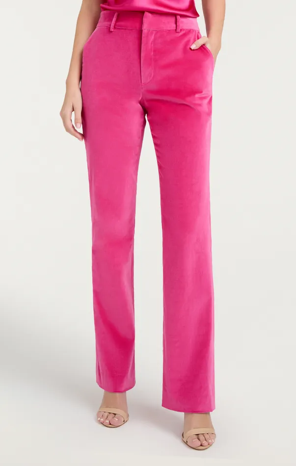 Women Cinq Sept Bottoms Chenille Velvet Kerry Pant Pink Dahlia