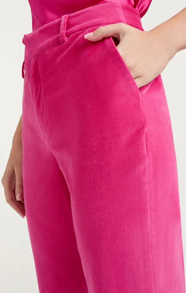 Women Cinq Sept Bottoms Chenille Velvet Kerry Pant Pink Dahlia
