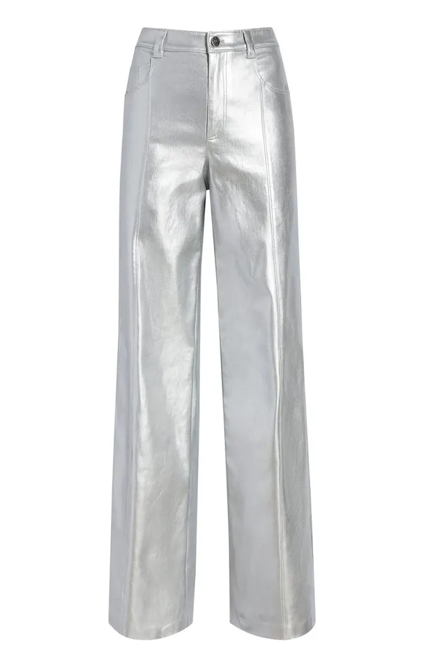 Women Cinq Sept Bottoms Foiled Francine Pant Silver