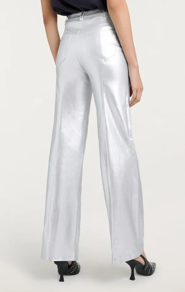 Women Cinq Sept Bottoms Foiled Francine Pant Silver