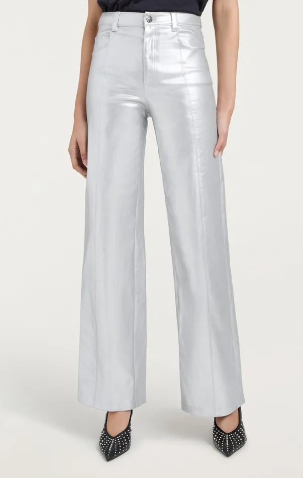 Women Cinq Sept Bottoms Foiled Francine Pant Silver
