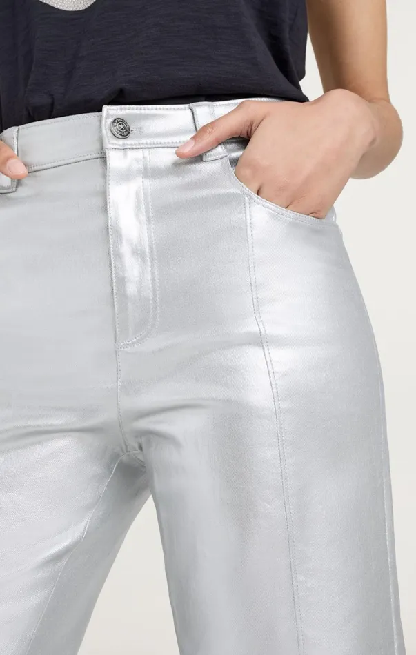 Women Cinq Sept Bottoms Foiled Francine Pant Silver