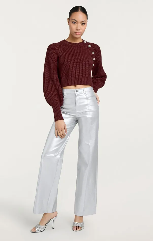 Women Cinq Sept Bottoms Foiled Francine Pant Silver