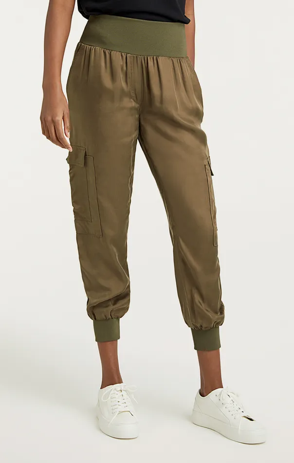 Women Cinq Sept Bottoms GILES PANT In Olive Cupro Olive