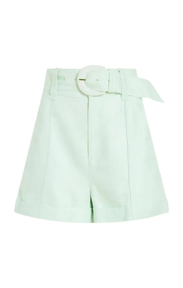 Women Cinq Sept Bottoms Linen Aldi Short Minty Delight