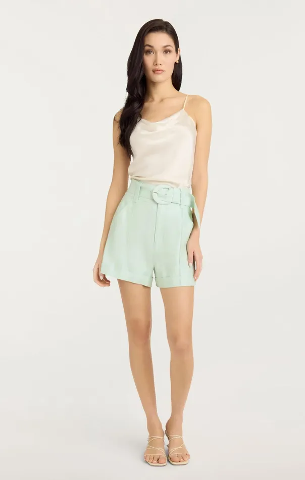Women Cinq Sept Bottoms Linen Aldi Short Minty Delight