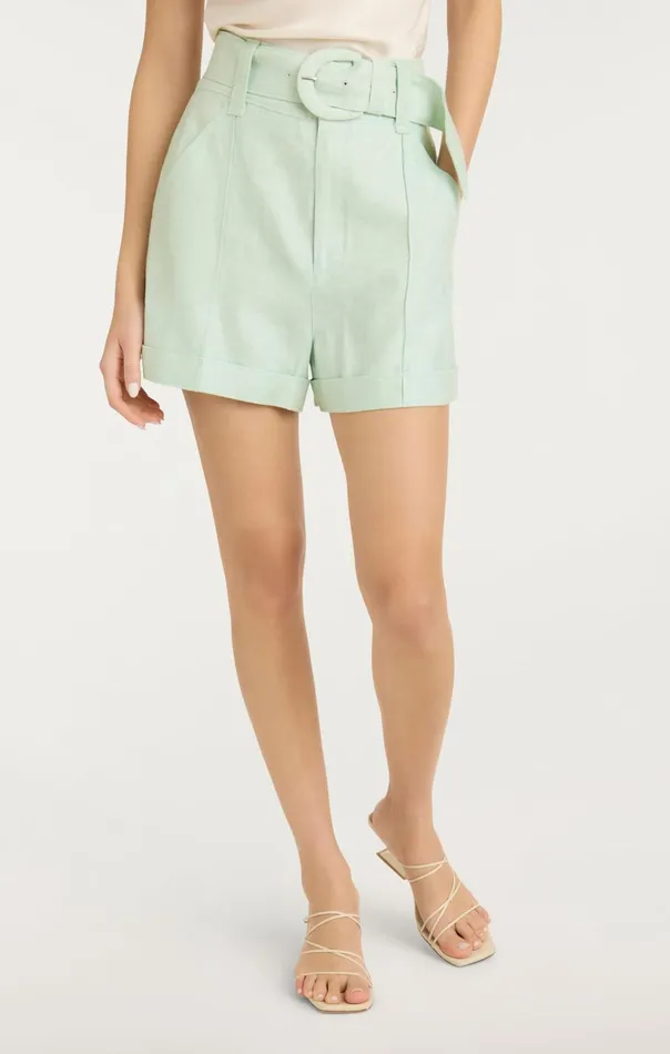 Women Cinq Sept Bottoms Linen Aldi Short Minty Delight