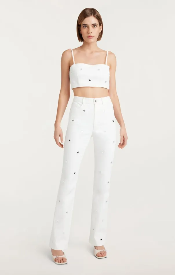 Women Cinq Sept Bottoms Mirror Denim Shailene Pant White