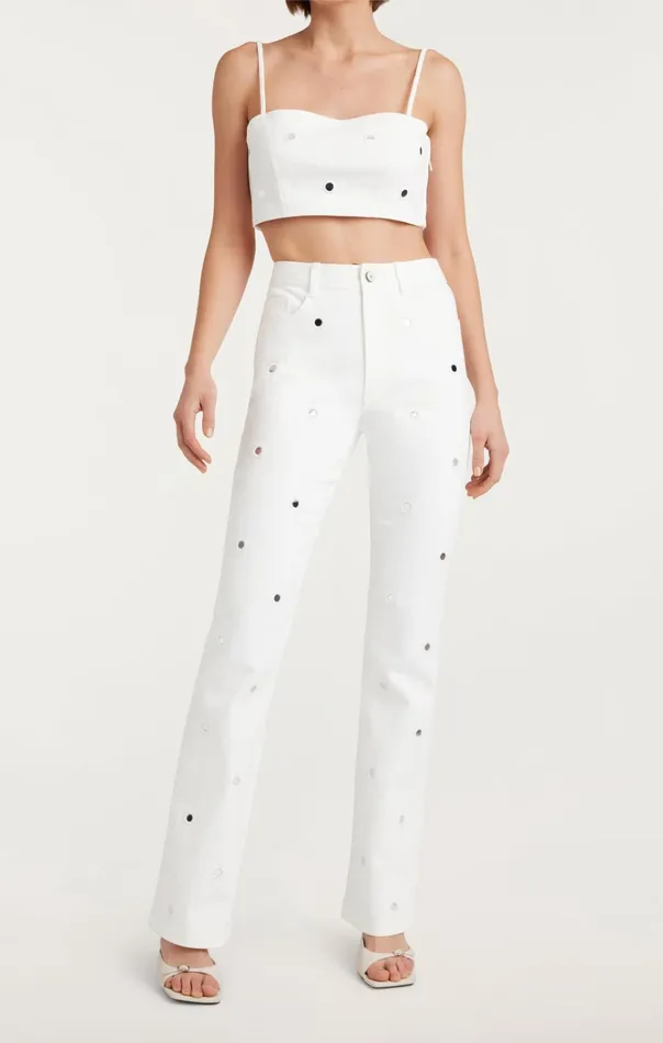 Women Cinq Sept Bottoms Mirror Denim Shailene Pant White