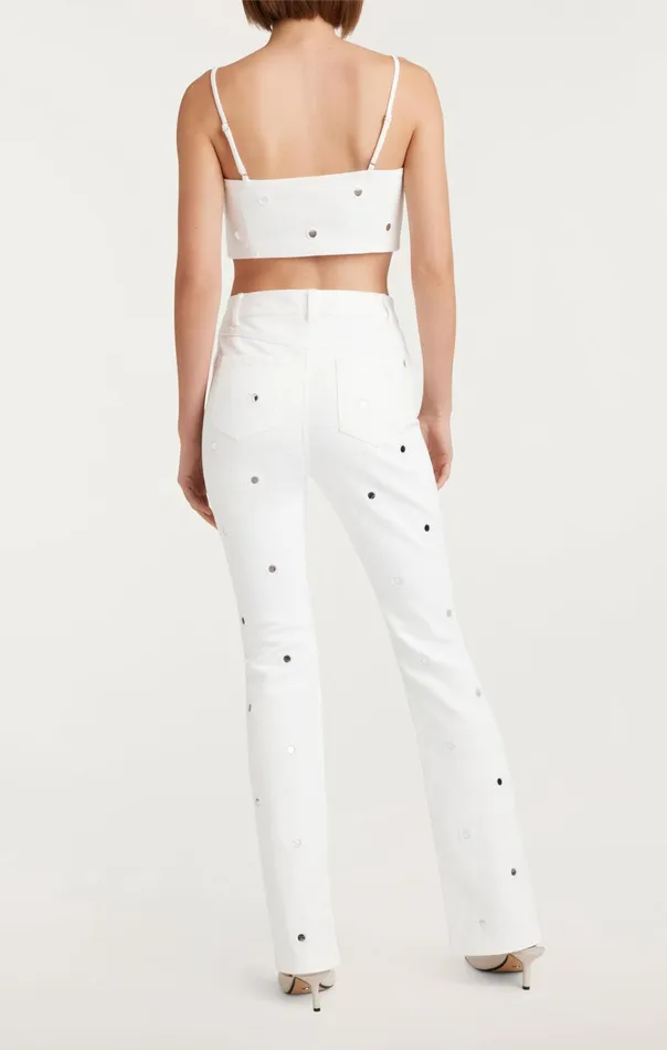 Women Cinq Sept Bottoms Mirror Denim Shailene Pant White