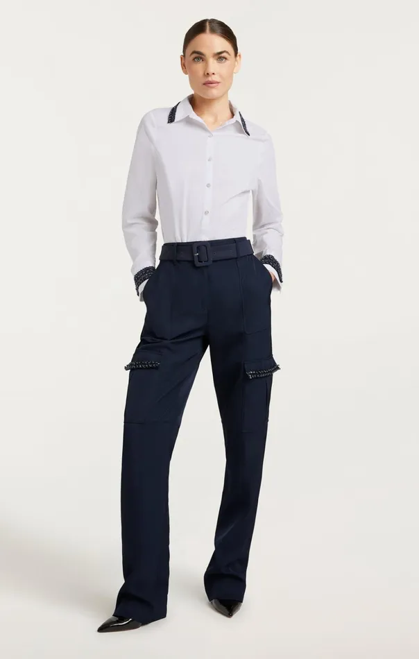 Women Cinq Sept Bottoms Porsha Pant Navy