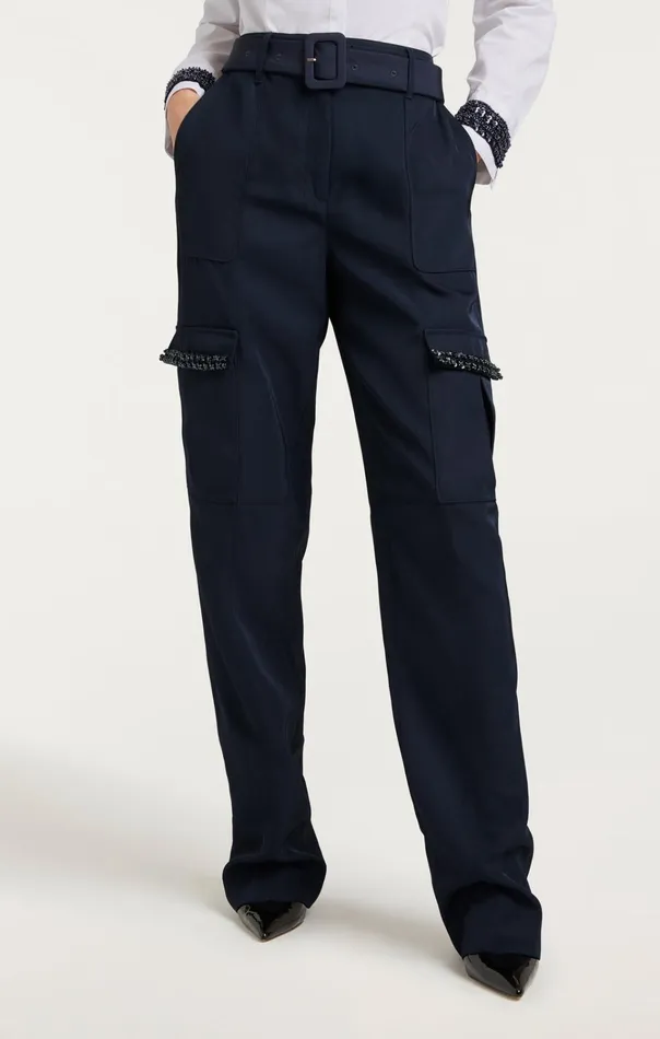 Women Cinq Sept Bottoms Porsha Pant Navy