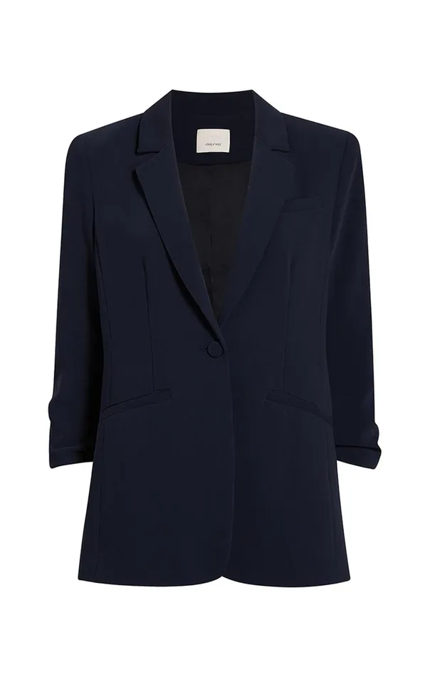 Women Cinq Sept Jackets and Blazers Crepe Khloe Blazer Navy