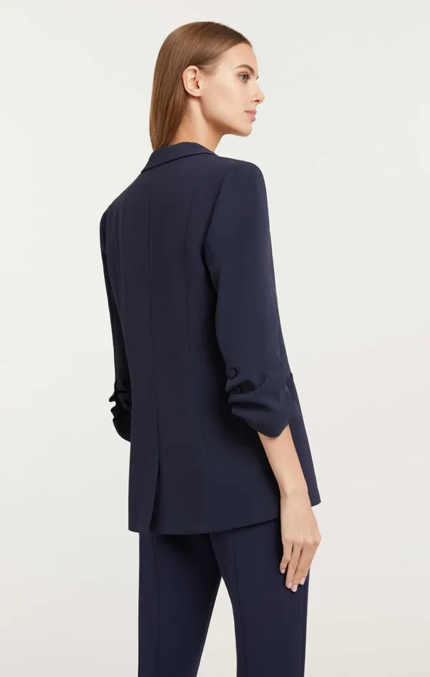 Women Cinq Sept Jackets and Blazers Crepe Khloe Blazer Navy