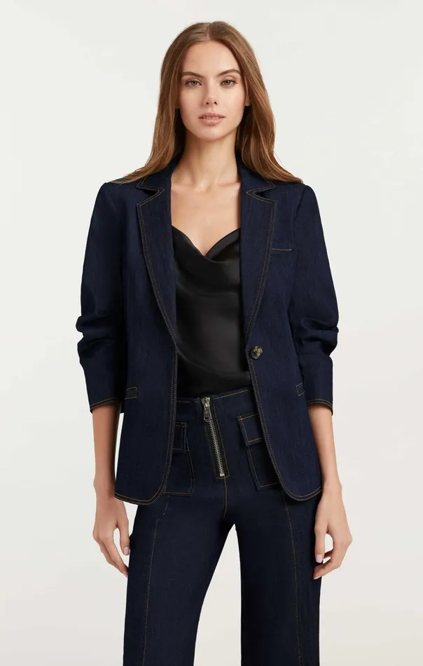 Women Cinq Sept Jackets and Blazers Denim Khloe Blazer Indigo