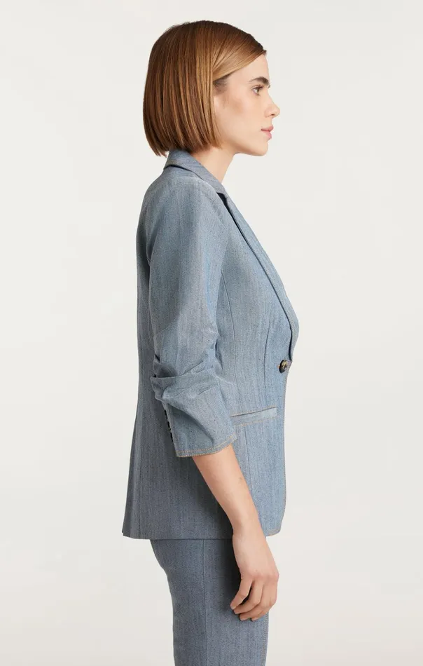 Women Cinq Sept Jackets and Blazers Denim Khloe Blazer Light Indigo