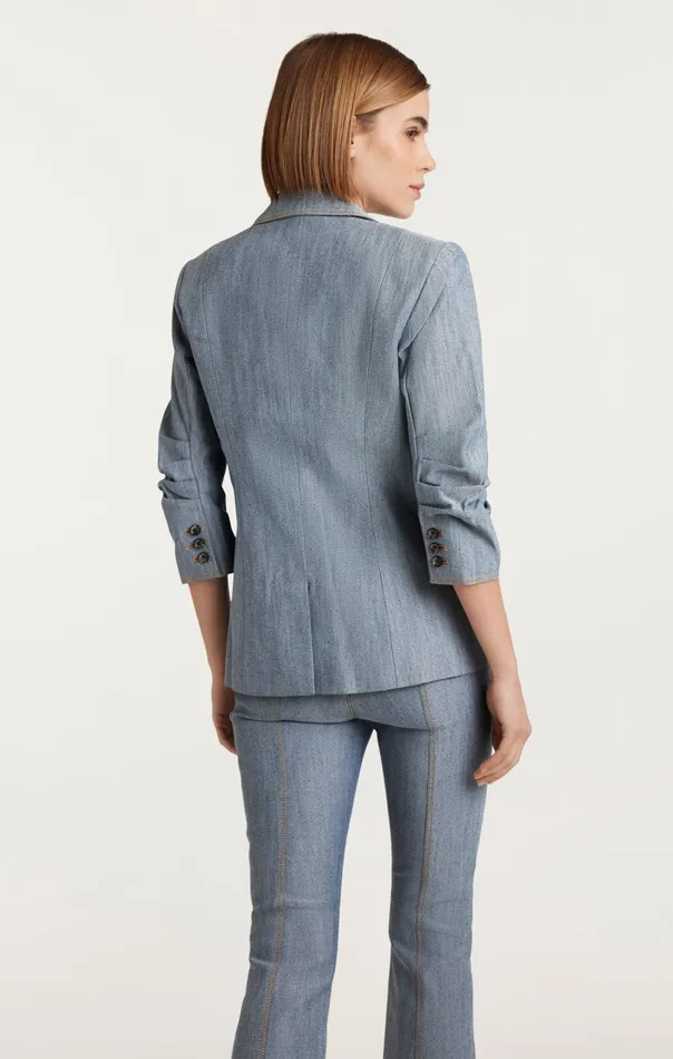 Women Cinq Sept Jackets and Blazers Denim Khloe Blazer Light Indigo