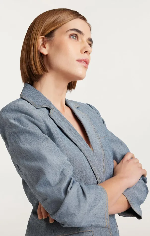 Women Cinq Sept Jackets and Blazers Denim Khloe Blazer Light Indigo