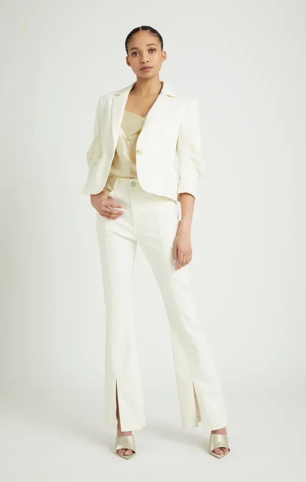 Women Cinq Sept Jackets and Blazers Denim Le Petit Khloe Blazer Gardenia