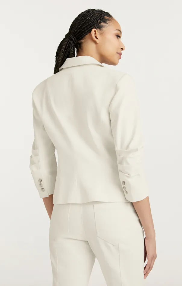 Women Cinq Sept Jackets and Blazers Denim Le Petit Khloe Blazer Gardenia