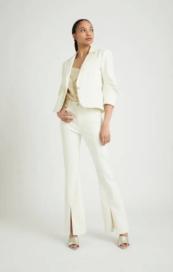 Women Cinq Sept Jackets and Blazers Denim Le Petit Khloe Blazer Gardenia