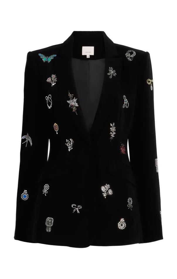 Women Cinq Sept Jackets and Blazers Heatset Brooches Embellished Cheyenne Blazer Black Multi