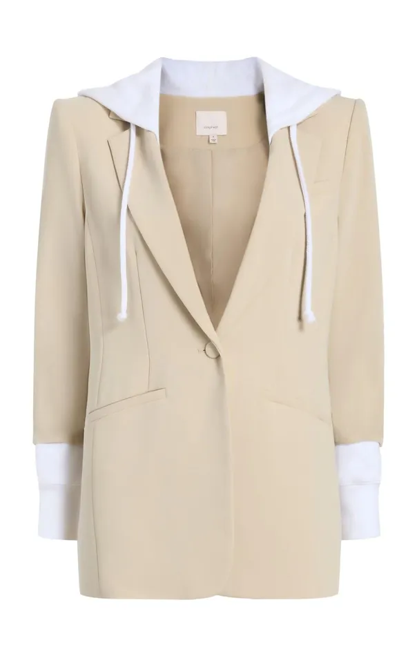 Women Cinq Sept Jackets and Blazers Hooded Khloe Jacket Khakiwhite