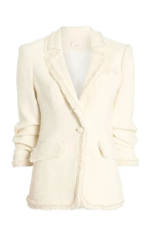 Women Cinq Sept Jackets and Blazers Pearl Boucle Khloe Blazer Ivory