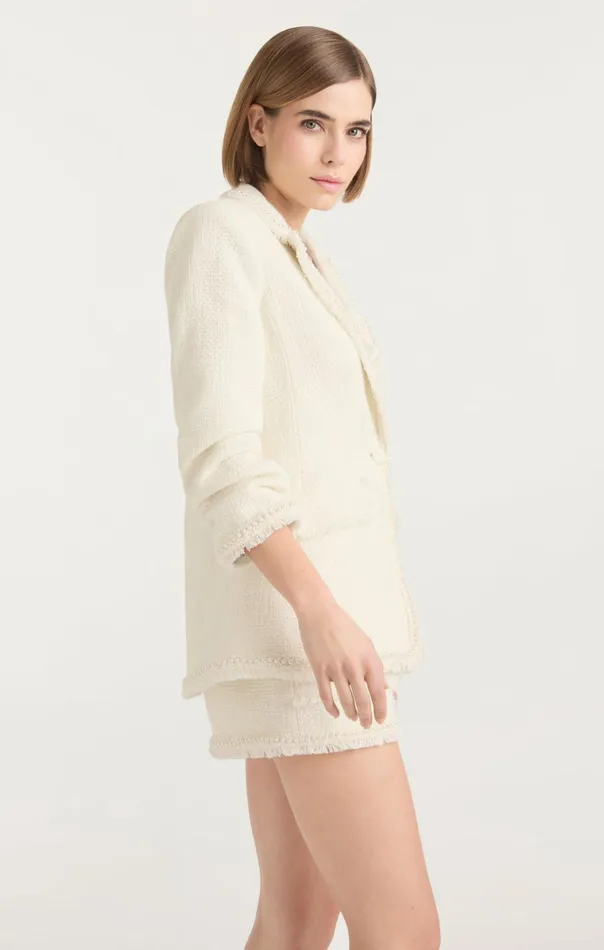 Women Cinq Sept Jackets and Blazers Pearl Boucle Khloe Blazer Ivory