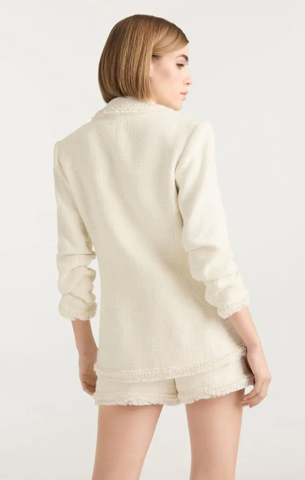 Women Cinq Sept Jackets and Blazers Pearl Boucle Khloe Blazer Ivory