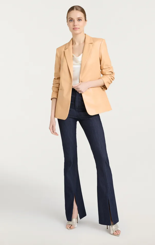 Women Cinq Sept Jackets and Blazers Vegan Leather Kylie Blazer Chai