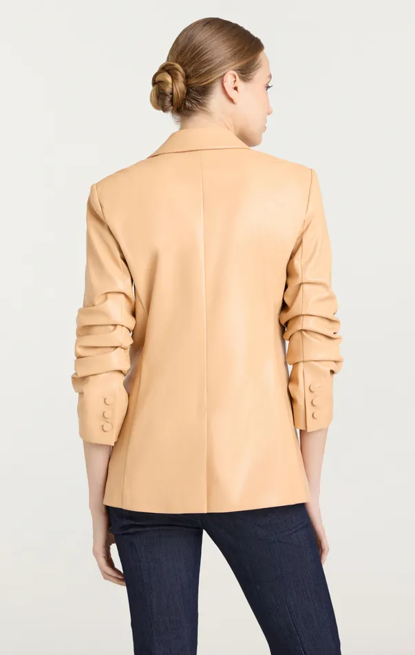 Women Cinq Sept Jackets and Blazers Vegan Leather Kylie Blazer Chai