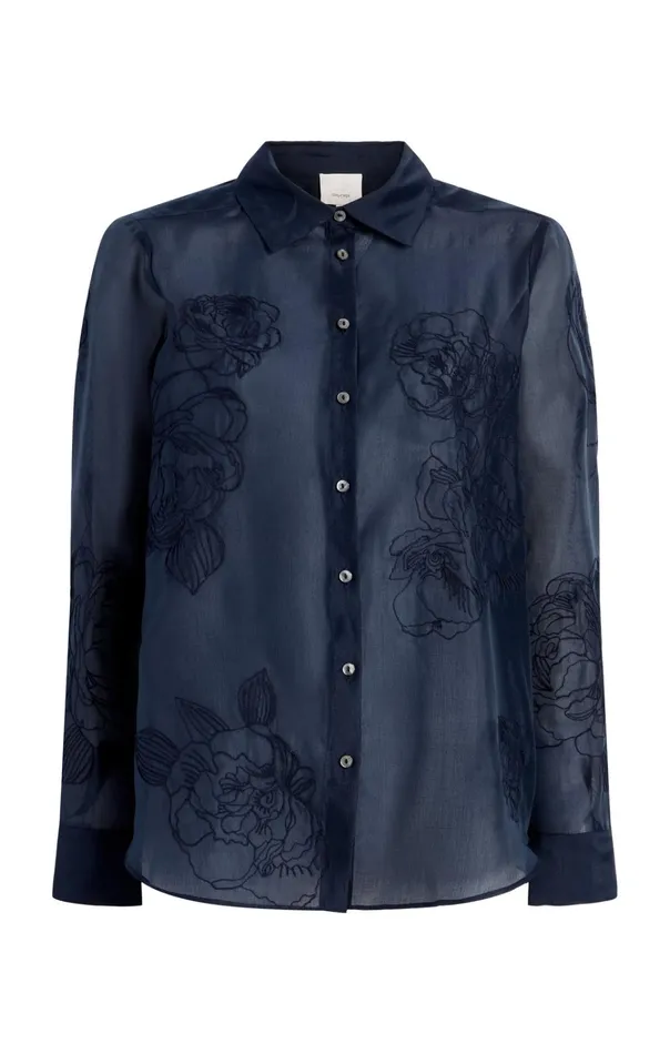 Women Cinq Sept Tops Embroidered Organza Luna Top Navy