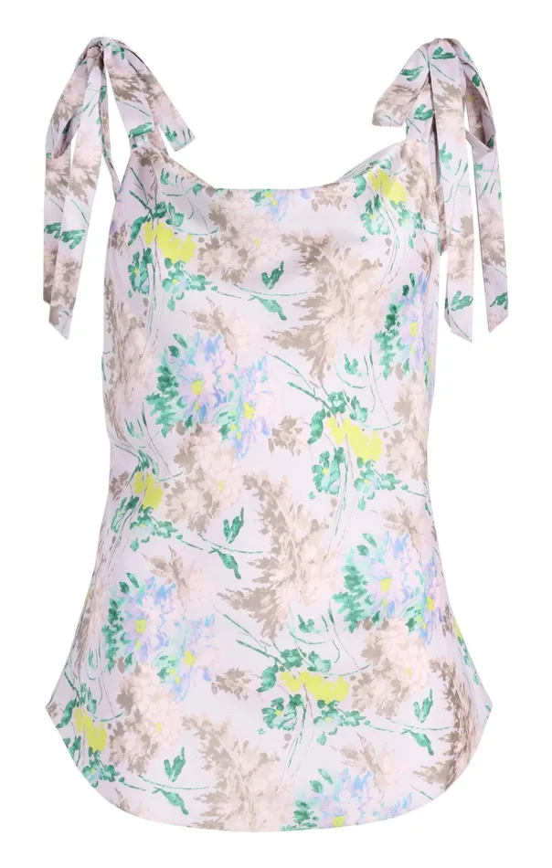 Women Cinq Sept Tops Light Washed Floral Tied Marta Cami Pastel Multi
