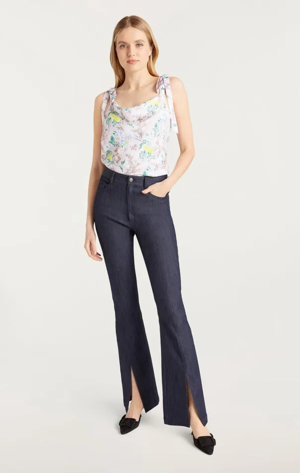 Women Cinq Sept Tops Light Washed Floral Tied Marta Cami Pastel Multi