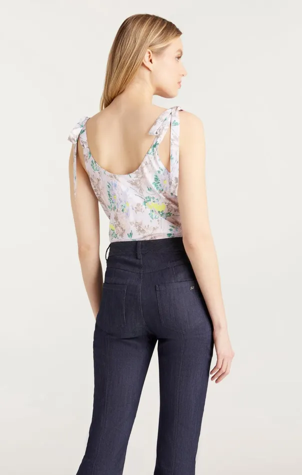 Women Cinq Sept Tops Light Washed Floral Tied Marta Cami Pastel Multi