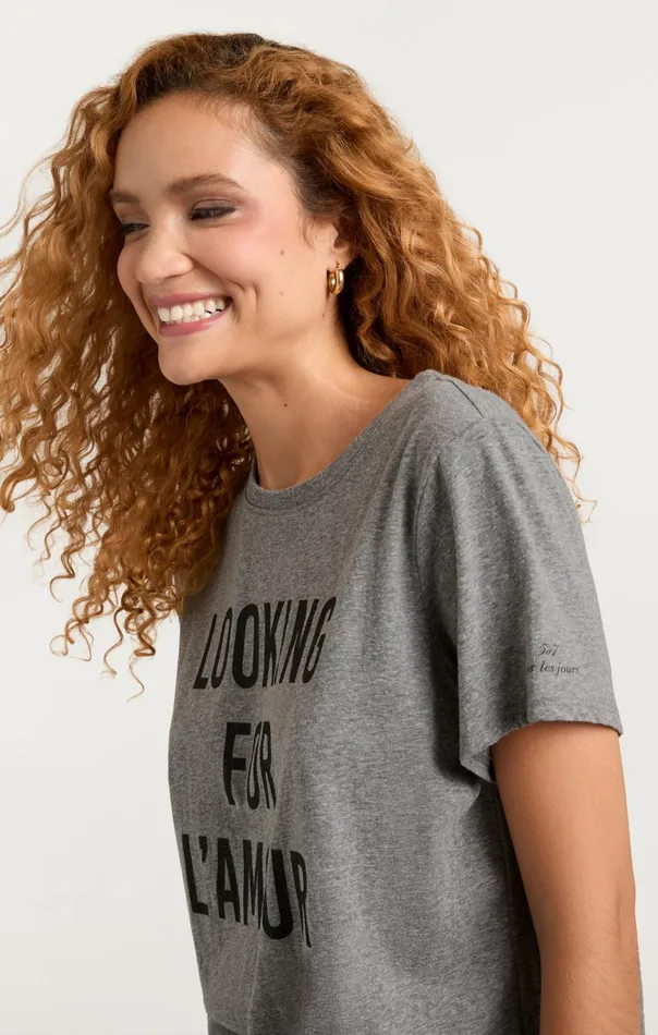 Women Cinq Sept Tops Looking For L039amour Tee Heather Greyblack