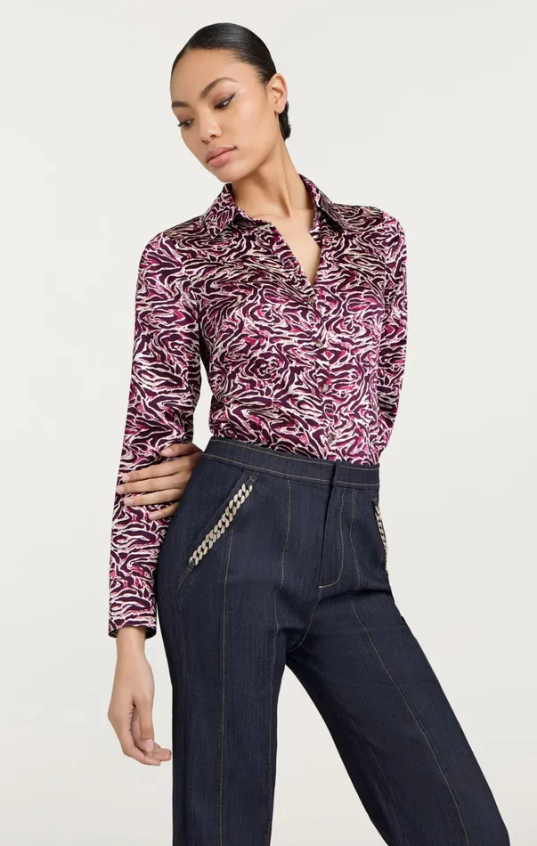 Women Cinq Sept Tops Petra Top Inkstrokes Dark Plum Multi