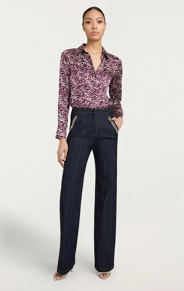 Women Cinq Sept Tops Petra Top Inkstrokes Dark Plum Multi