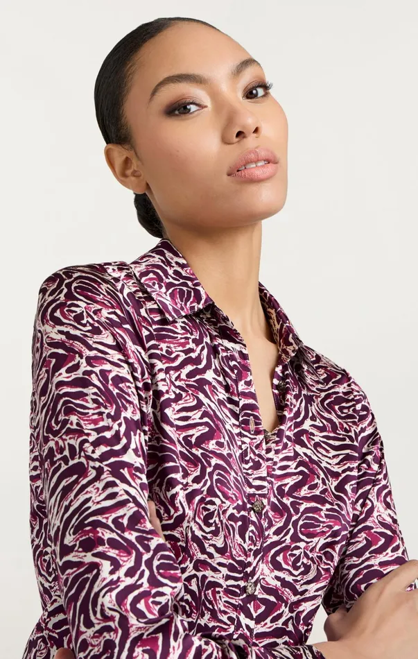 Women Cinq Sept Tops Petra Top Inkstrokes Dark Plum Multi