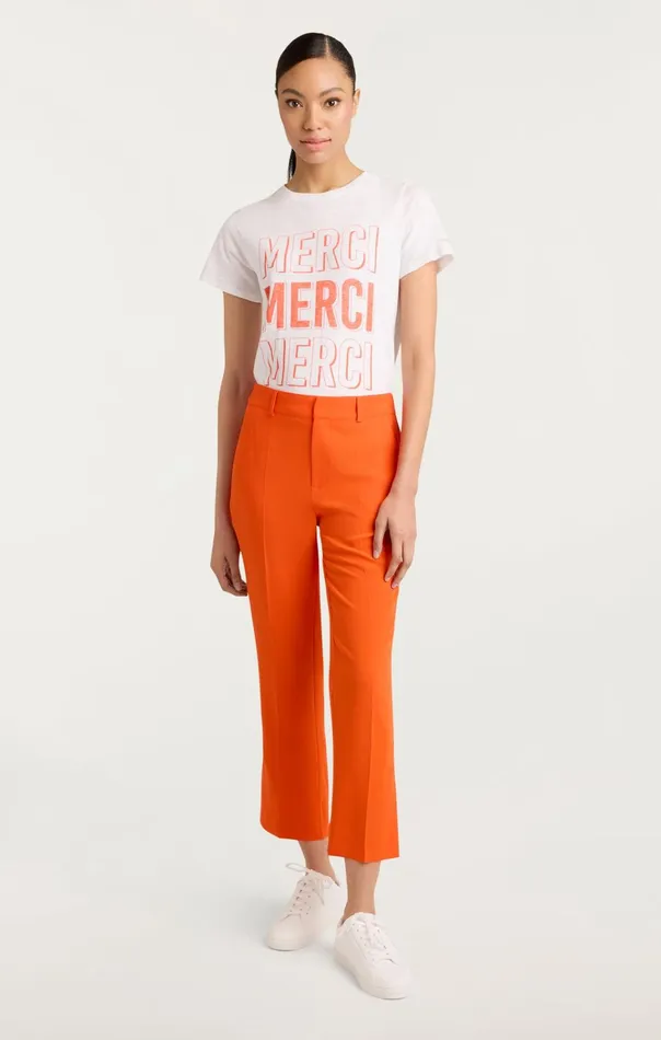 Women Cinq Sept Tops Pop Up Merci Merci Merci Tee Whitecherry Tomato
