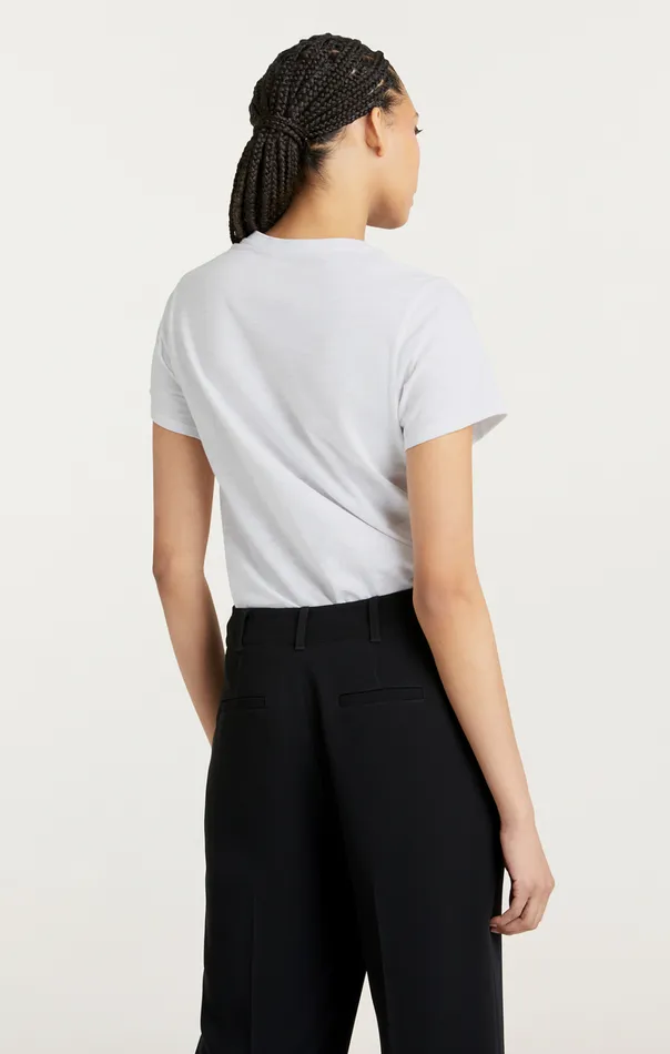 Women Cinq Sept Tops Shrunken Fringe Bonjour Tee Whiteblack