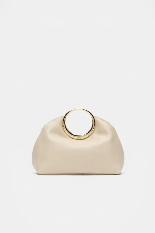 Women Clutches and Pouches Seed Heritage Leather Ring Detail Clutch Oat