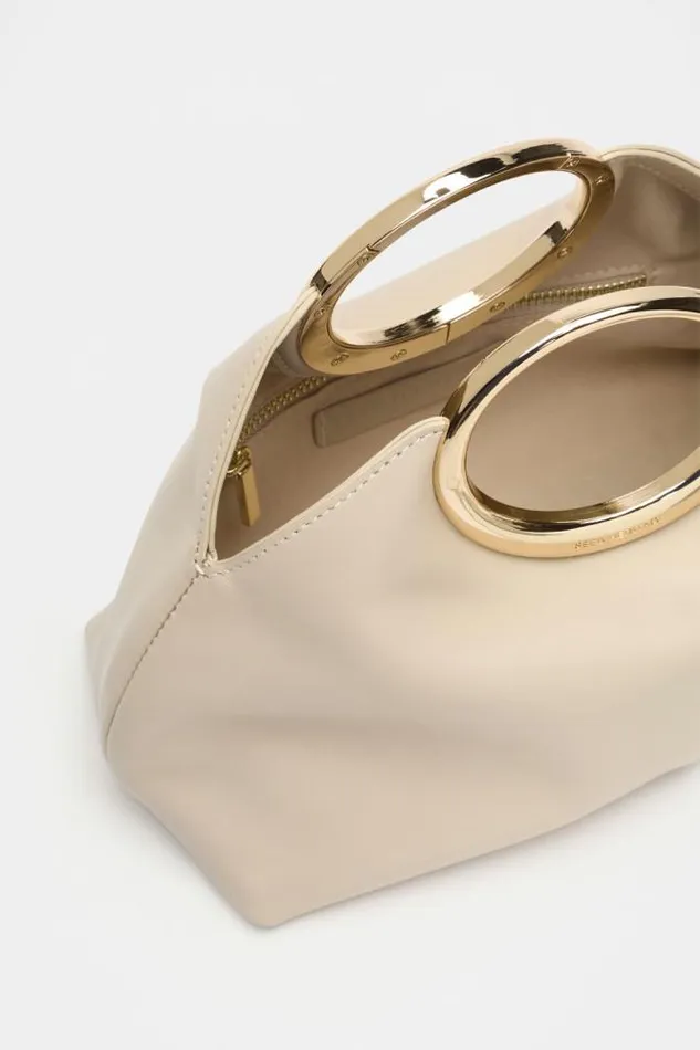 Women Clutches and Pouches Seed Heritage Leather Ring Detail Clutch Oat