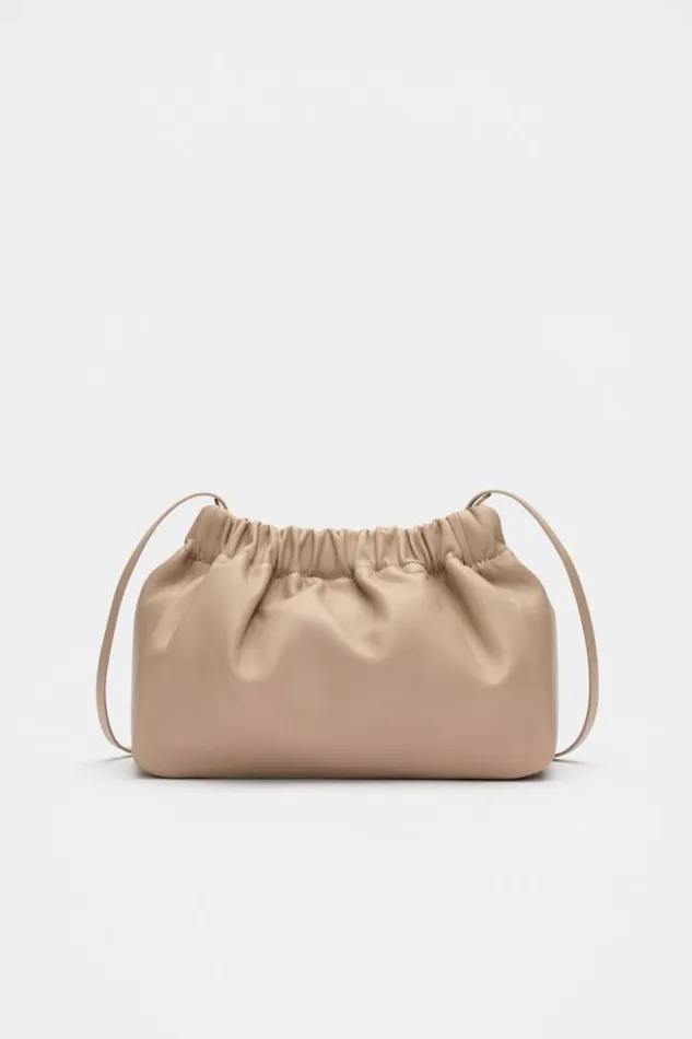 Women Clutches and Pouches Seed Heritage Leather Rouched Clutch Cookie