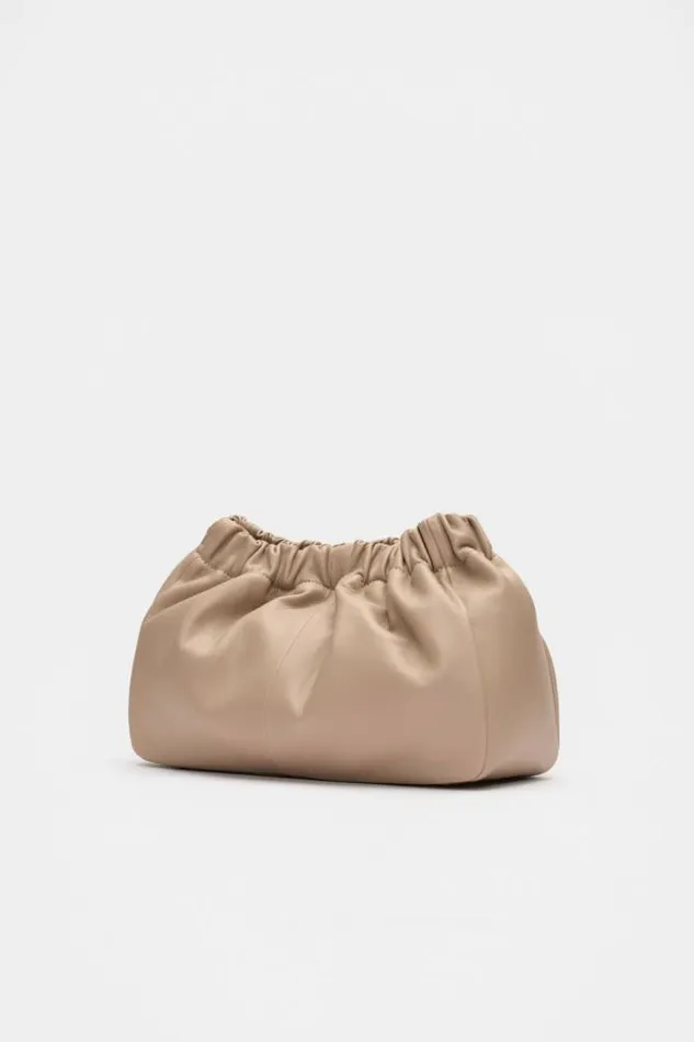 Women Clutches and Pouches Seed Heritage Leather Rouched Clutch Cookie