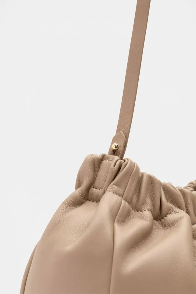 Women Clutches and Pouches Seed Heritage Leather Rouched Clutch Cookie