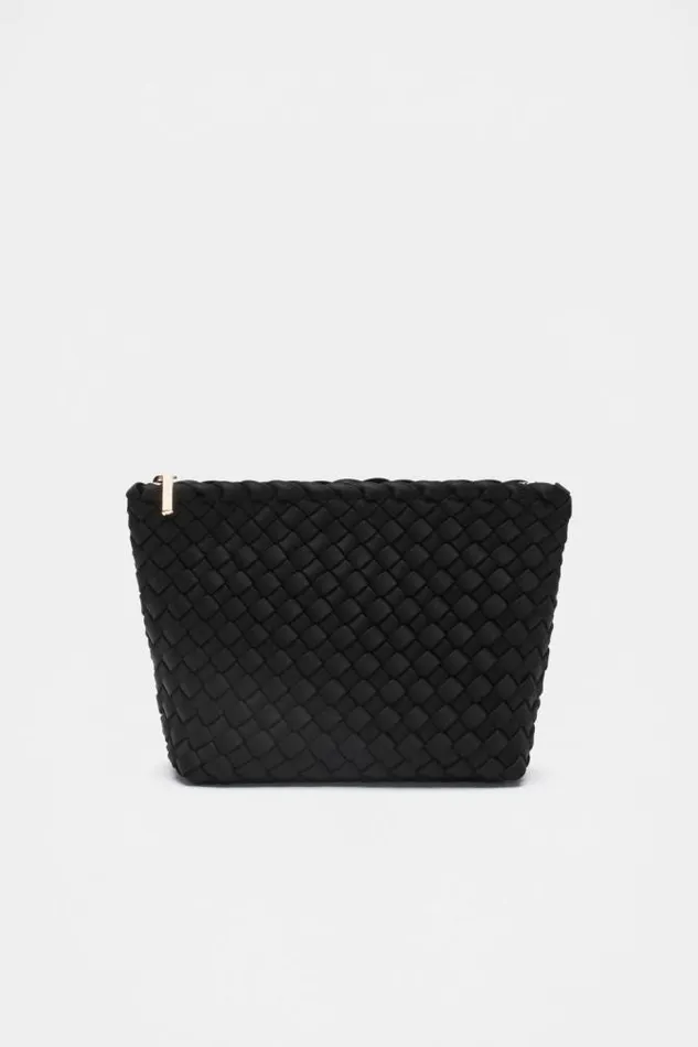 Women Clutches and Pouches Seed Heritage Woven Textured Pouch Black