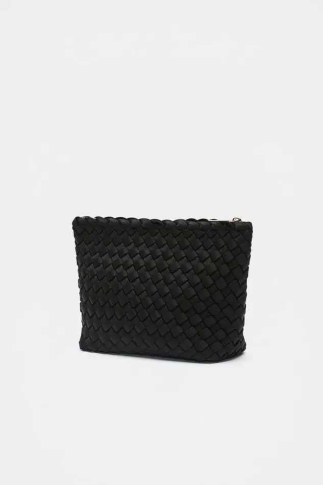 Women Clutches and Pouches Seed Heritage Woven Textured Pouch Black